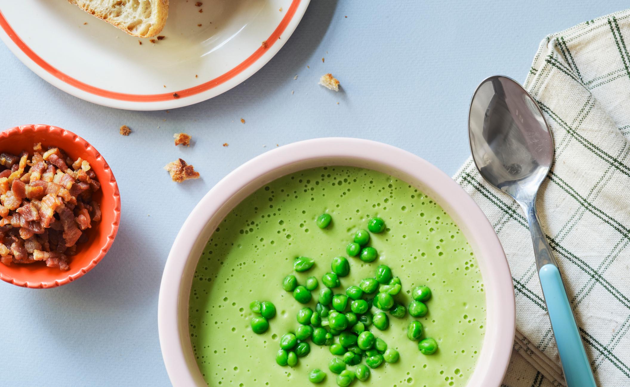 Kartoffel-ærtesuppe med bacon