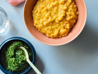 Flækotto med grønkålspesto